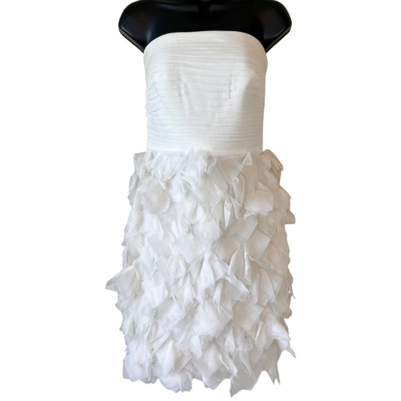 Tadashi Shoji Dresses & Skirts - Tadashi Shoji SILK Strapless Ruffle Skirt Silk Chiffon Swan Dress Style OC487M